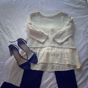 Loft mixed media peplum top size SP